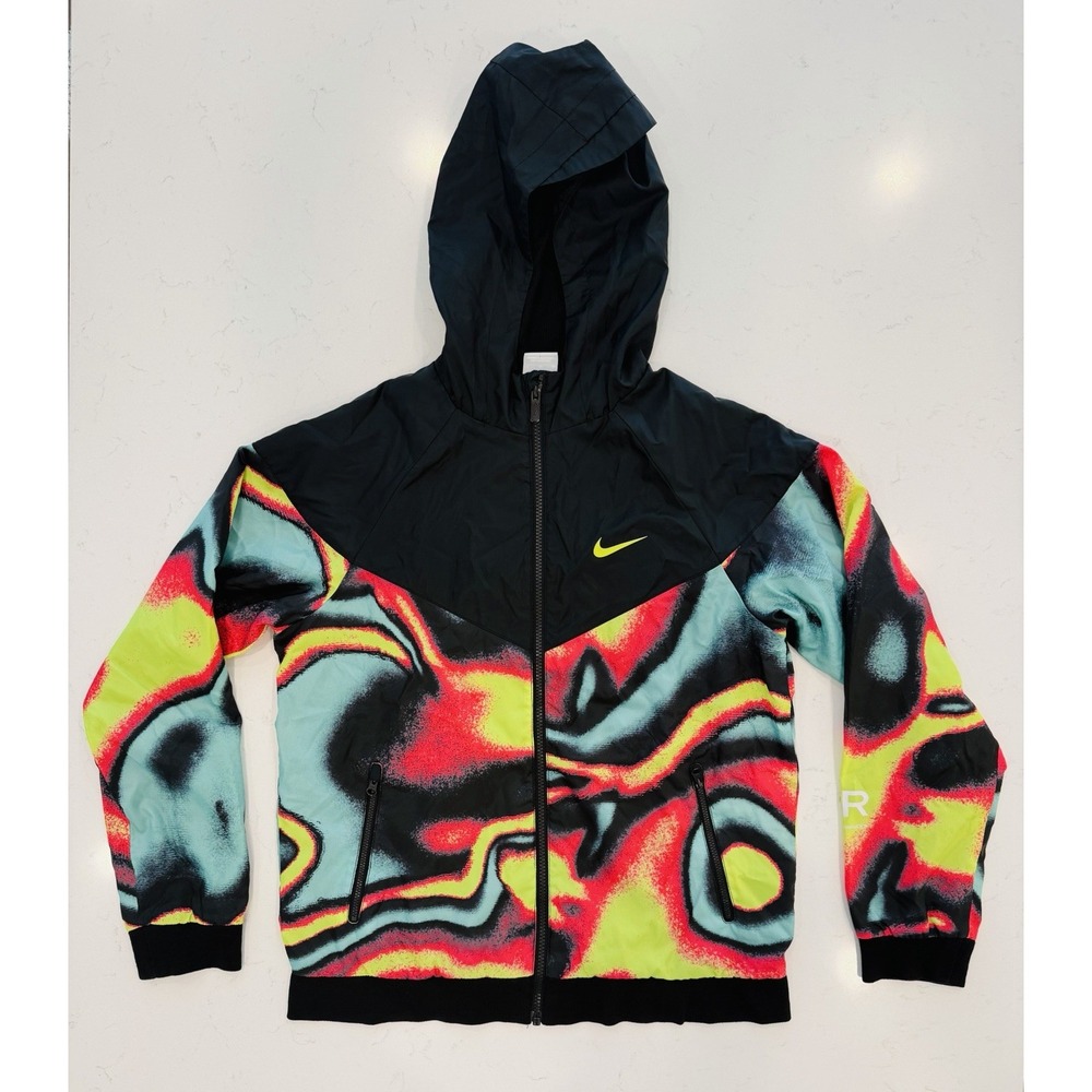 Nike Max Volume Windrunner Woven Lined Jacket Kids XL Black Multicolor Abstract